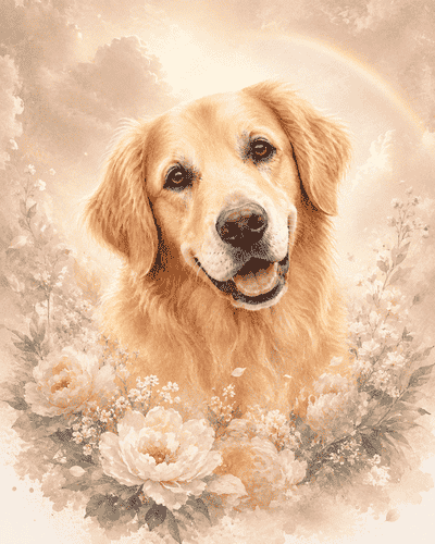 Pet memorial portrait metal print