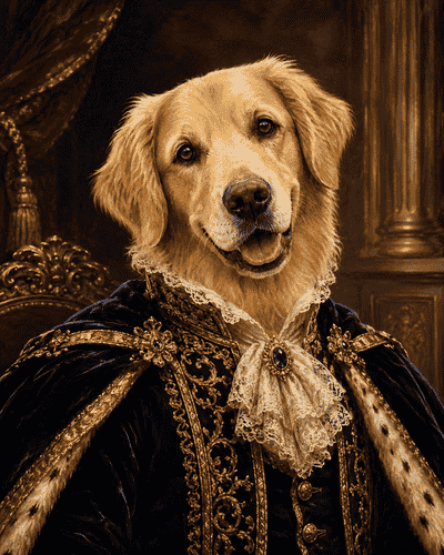 Royal costume pet portrait metal print