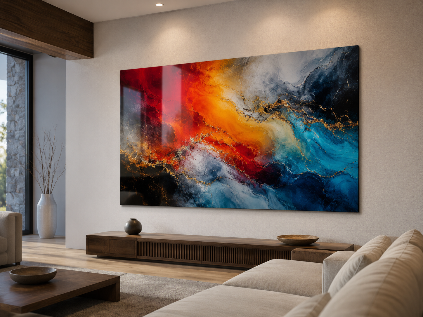 Metal wall art in modern home