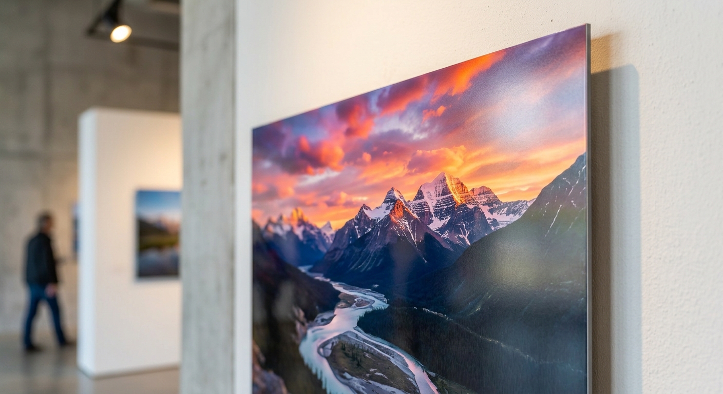 Semi Gloss metal print with controlled surface reflection